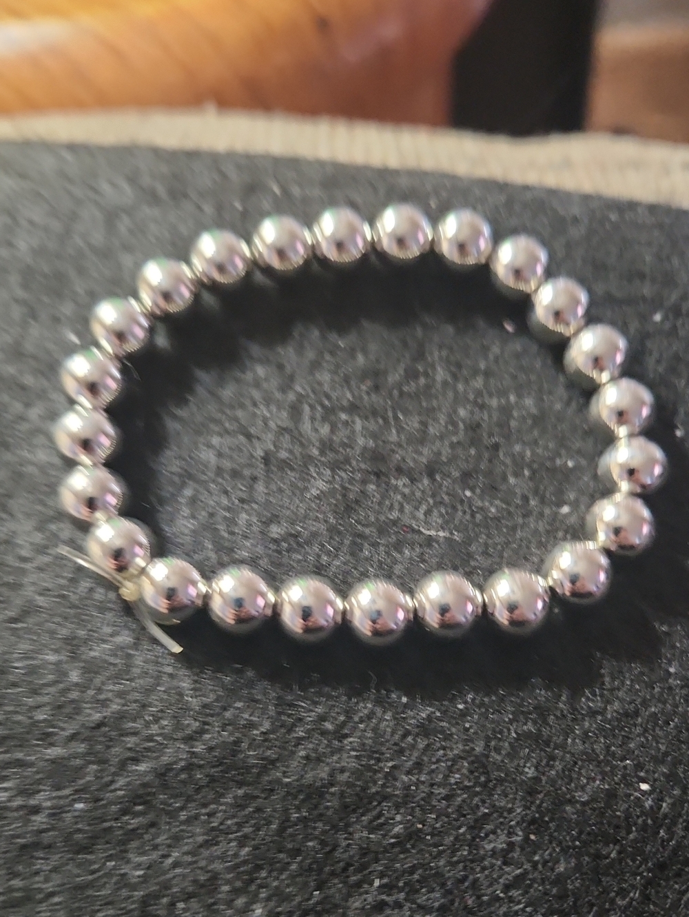 Hand Crafted Silver-Tone Bead Stretch Bracelet